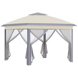 image-Pop Up Gazebo Height Adjustable Canopy Tent w/ Carrying Bag, Beige