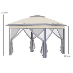 image-Pop Up Gazebo Height Adjustable Canopy Tent w/ Carrying Bag, Beige