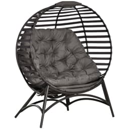 image-Egg Chair w/ Cushion Steel Frame and Side Pocket for Indoor Outdoor