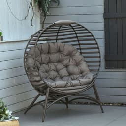 image-Egg Chair w/ Cushion Steel Frame and Side Pocket for Indoor Outdoor