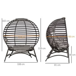 image-Egg Chair w/ Cushion Steel Frame and Side Pocket for Indoor Outdoor