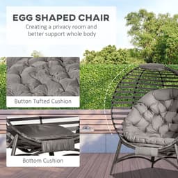 image-Egg Chair w/ Cushion Steel Frame and Side Pocket for Indoor Outdoor