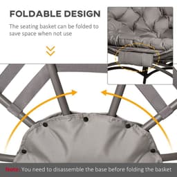 image-Egg Chair w/ Cushion Steel Frame and Side Pocket for Indoor Outdoor