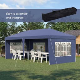 image-3 x 6m Heavy Duty Gazebo Marquee Party Tent with Storage Bag Blue