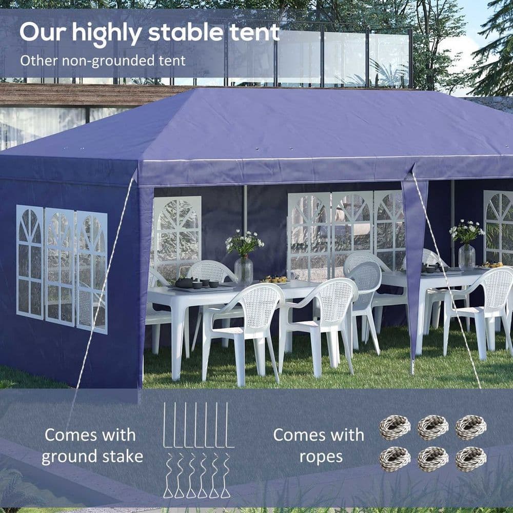 image-3 x 6m Heavy Duty Gazebo Marquee Party Tent with Storage Bag Blue