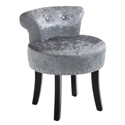 image-Dressing Table Stool Vanity Seat w/ Rubber Wood Legs Bedroom - Grey