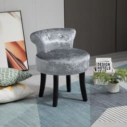 image-Dressing Table Stool Vanity Seat w/ Rubber Wood Legs Bedroom - Grey