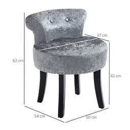 image-Dressing Table Stool Vanity Seat w/ Rubber Wood Legs Bedroom - Grey