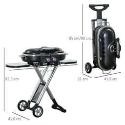 image-Foldable 2 Burner Gas BBQ Grill Trolley w/ Side Shelves Storage Pocket