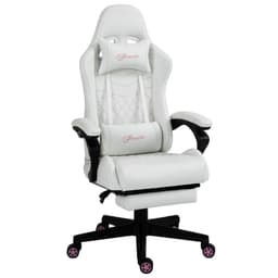 image-Racing Gaming Chair PU Leather Gamer Recliner Home Office, White