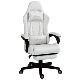 image-Racing Gaming Chair PU Leather Gamer Recliner Home Office, White