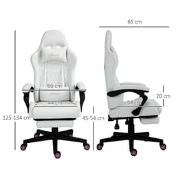 image-Racing Gaming Chair PU Leather Gamer Recliner Home Office, White