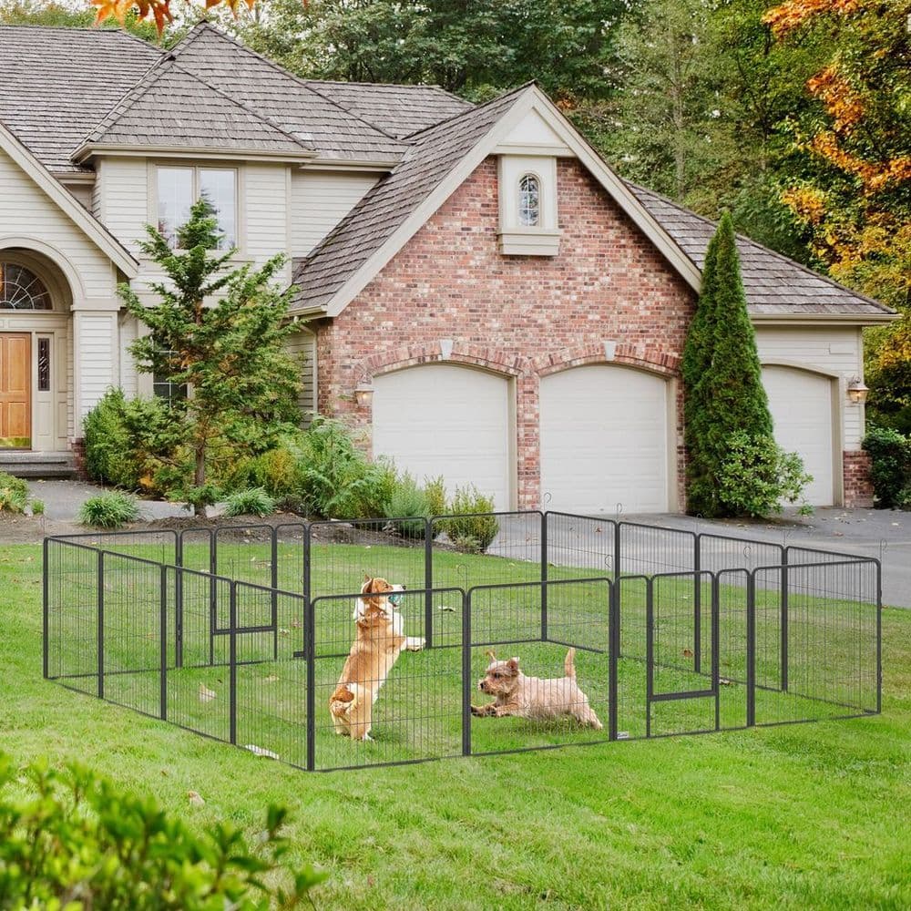 image-16 Panels Heavy Duty Puppy Play Pen for Small, Medium Dogs 80Hcm