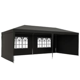 image-6m x 3m Garden Gazebo Marquee Canopy Party Tent Canopy Patio Dark Grey