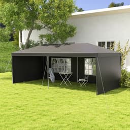 image-6m x 3m Garden Gazebo Marquee Canopy Party Tent Canopy Patio Dark Grey