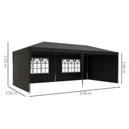 image-6m x 3m Garden Gazebo Marquee Canopy Party Tent Canopy Patio Dark Grey