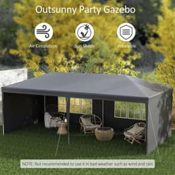 image-6m x 3m Garden Gazebo Marquee Canopy Party Tent Canopy Patio Dark Grey
