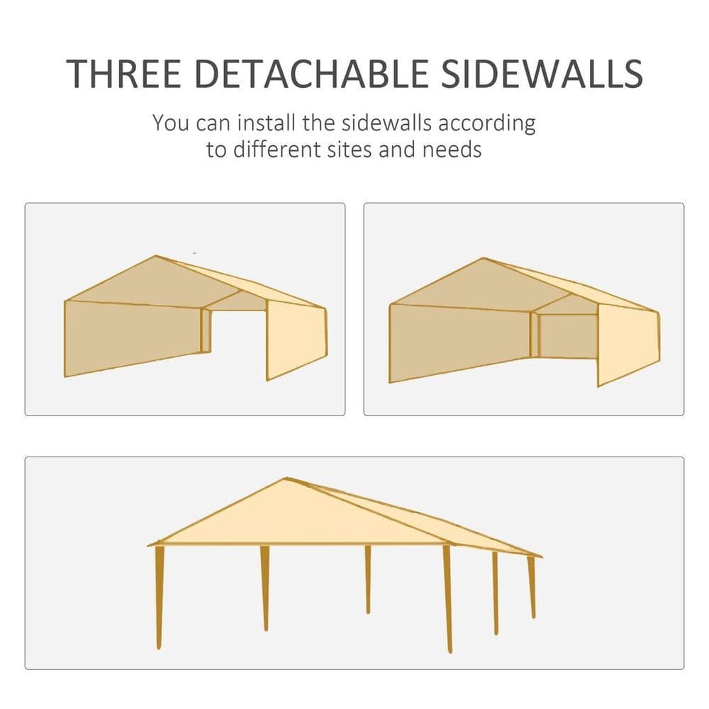 image-6m x 3m Garden Gazebo Marquee Canopy Party Tent Canopy Patio Dark Grey