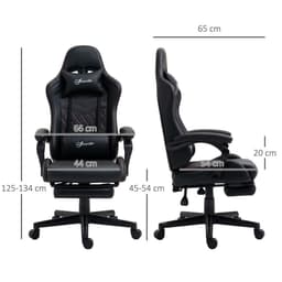 image-Racing Gaming Chair PU Leather Gamer Recliner Home Office, Black