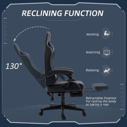 image-Racing Gaming Chair PU Leather Gamer Recliner Home Office, Black