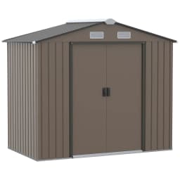 image-Garden Shed Storage Unit w/Locking Door Floor Foundation Vent Brown