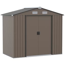 image-Garden Shed Storage Unit w/Locking Door Floor Foundation Vent Brown