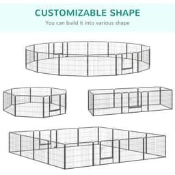 image-Heavy Duty Dog Pen with 2 Doors, 16 Panels Dog Playpen Puppy Pen, 60H cm