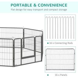 image-Heavy Duty Dog Pen with 2 Doors, 16 Panels Dog Playpen Puppy Pen, 60H cm