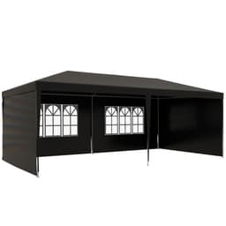 image-6m x 3m Garden Gazebo Marquee Canopy Party Tent Canopy Patio Black