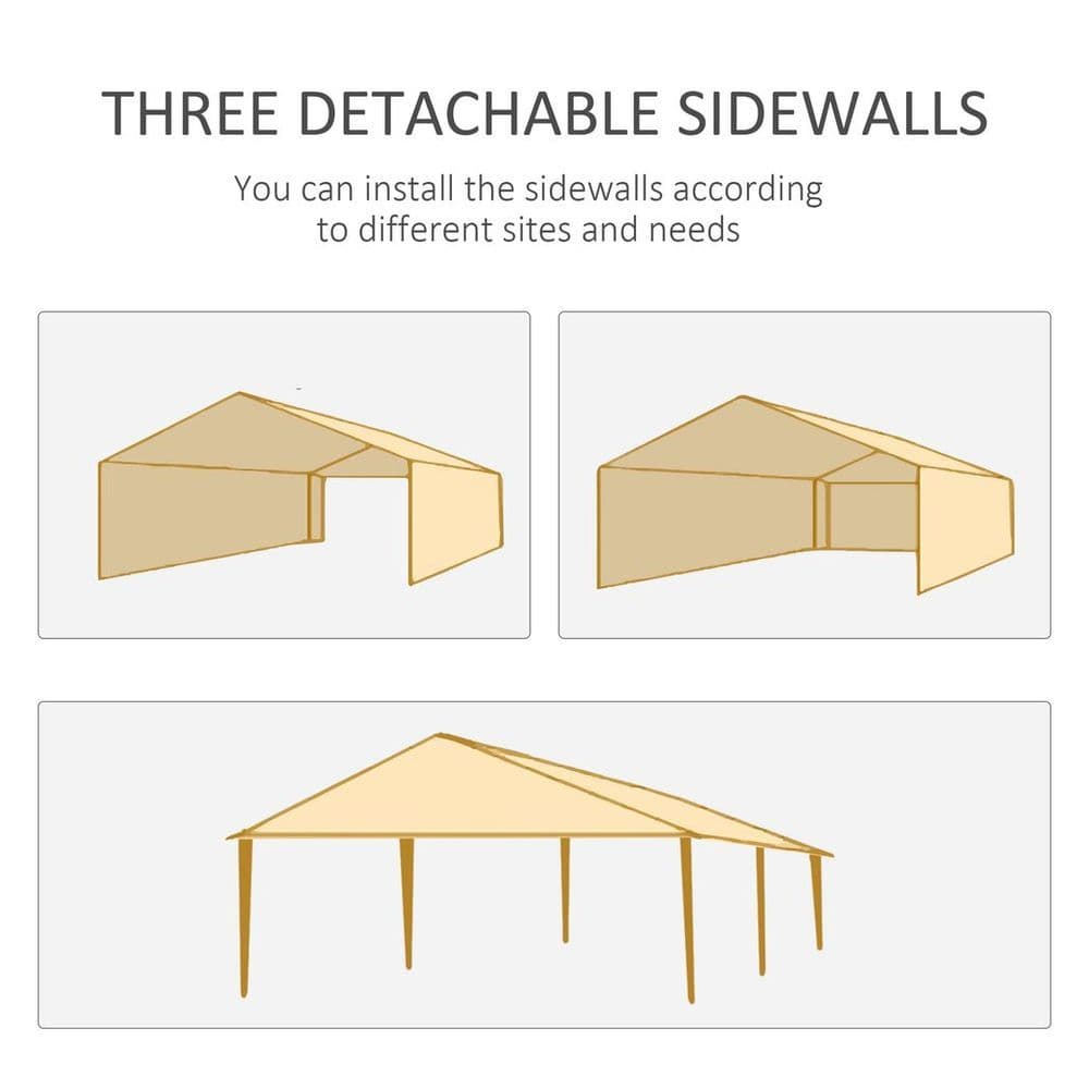 image-6m x 3m Garden Gazebo Marquee Canopy Party Tent Canopy Patio Black