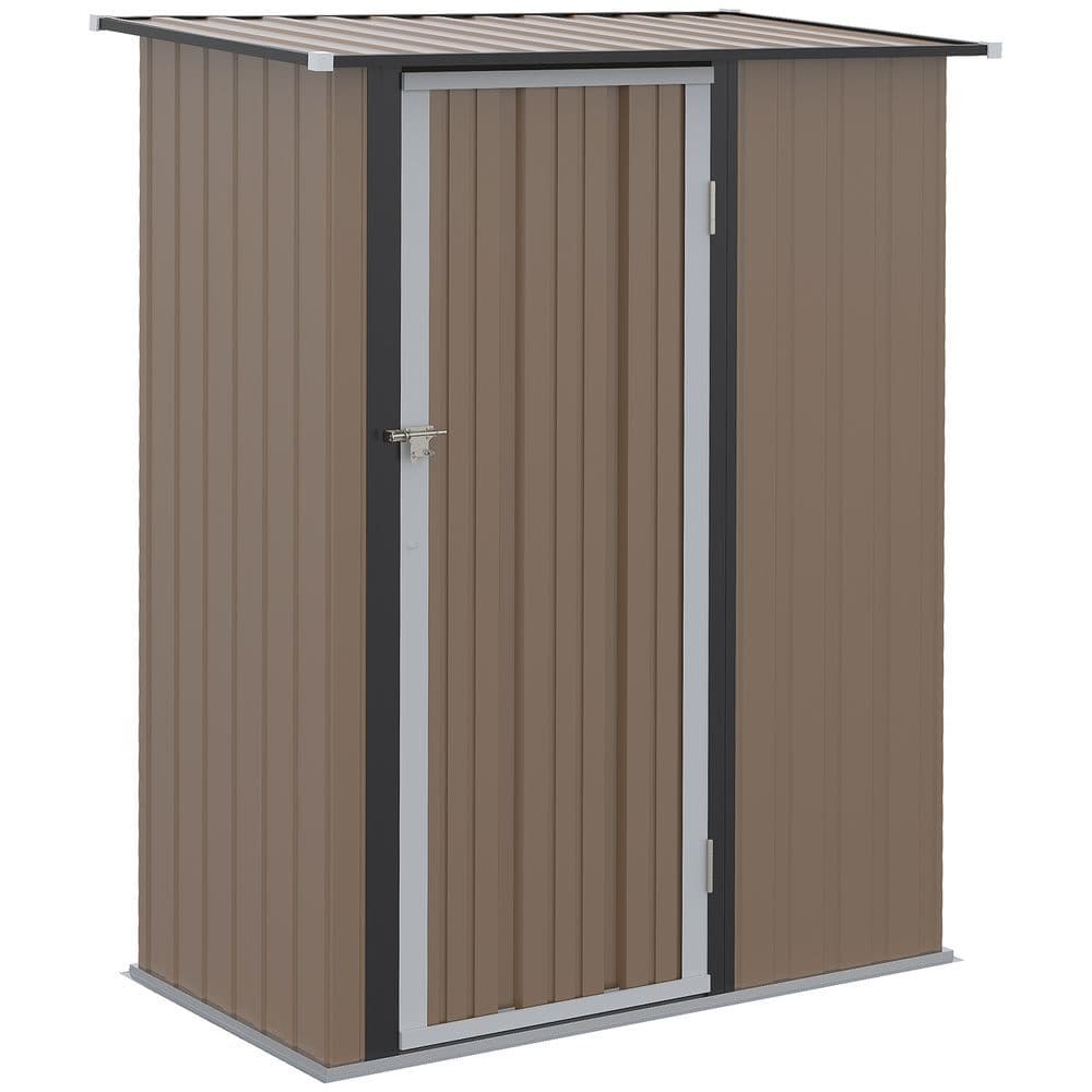 image-Outdoor Storage Shed Steel Garden Shed with Lockable Door Brown