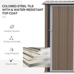 image-Outdoor Storage Shed Steel Garden Shed with Lockable Door Brown