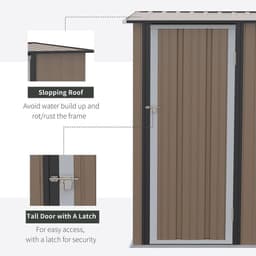 image-Outdoor Storage Shed Steel Garden Shed with Lockable Door Brown