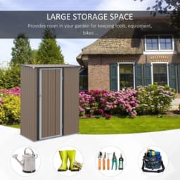 image-Outdoor Storage Shed Steel Garden Shed with Lockable Door Brown