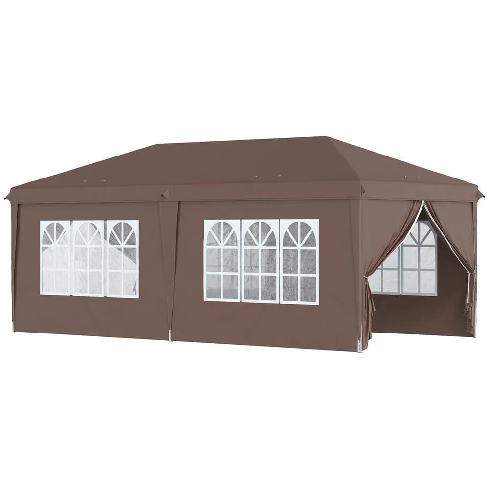image-3 x 6m Pop Up Gazebo Height Adjustable Party Tent w/ Storage Bag Black