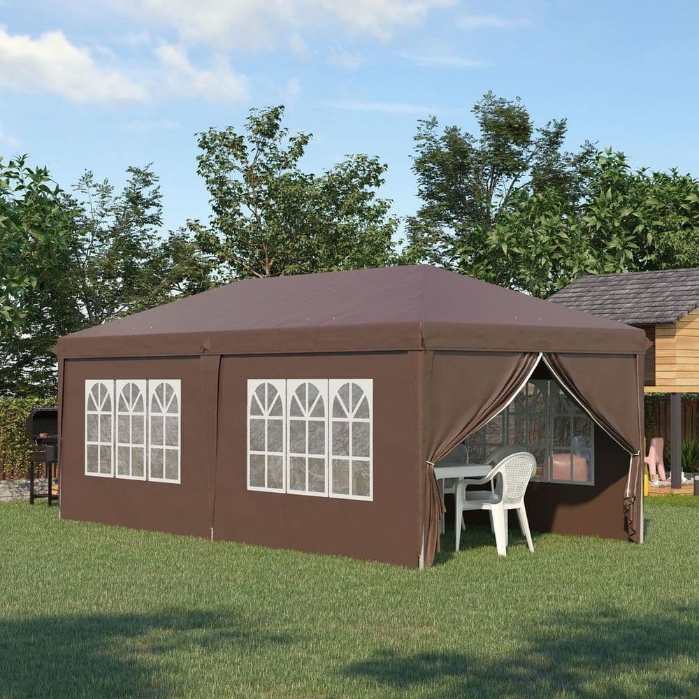 image-3 x 6m Pop Up Gazebo Height Adjustable Party Tent w/ Storage Bag Black