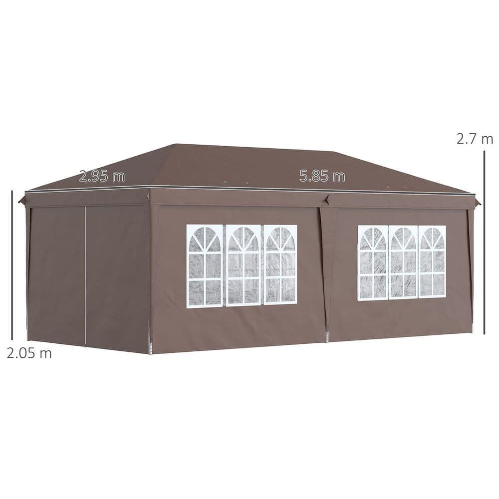image-3 x 6m Pop Up Gazebo Height Adjustable Party Tent w/ Storage Bag Black