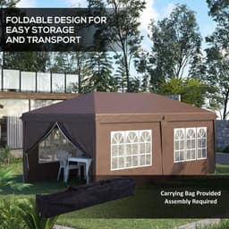 image-3 x 6m Pop Up Gazebo Height Adjustable Party Tent w/ Storage Bag Black