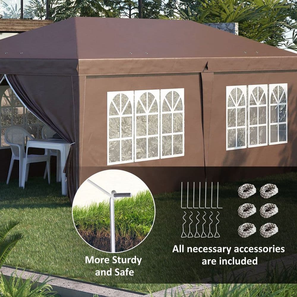 image-3 x 6m Pop Up Gazebo Height Adjustable Party Tent w/ Storage Bag Black