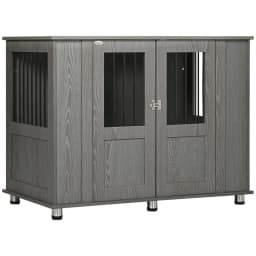 image-Dog Crate Kennel Cage for Extra Large Dog, Indoor End Table, Grey