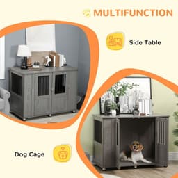image-Dog Crate Kennel Cage for Extra Large Dog, Indoor End Table, Grey