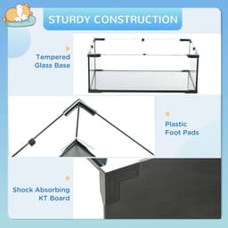 image-3 Tiers Hamster Cage w/ Deep Glass Bottom, Dish, Hut, 78.5 x 48.5 x 57cm