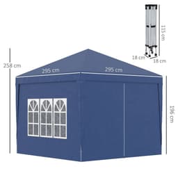 image-3mx3m Pop Up Gazebo Party Tent Canopy Marquee with Storage Bag Blue