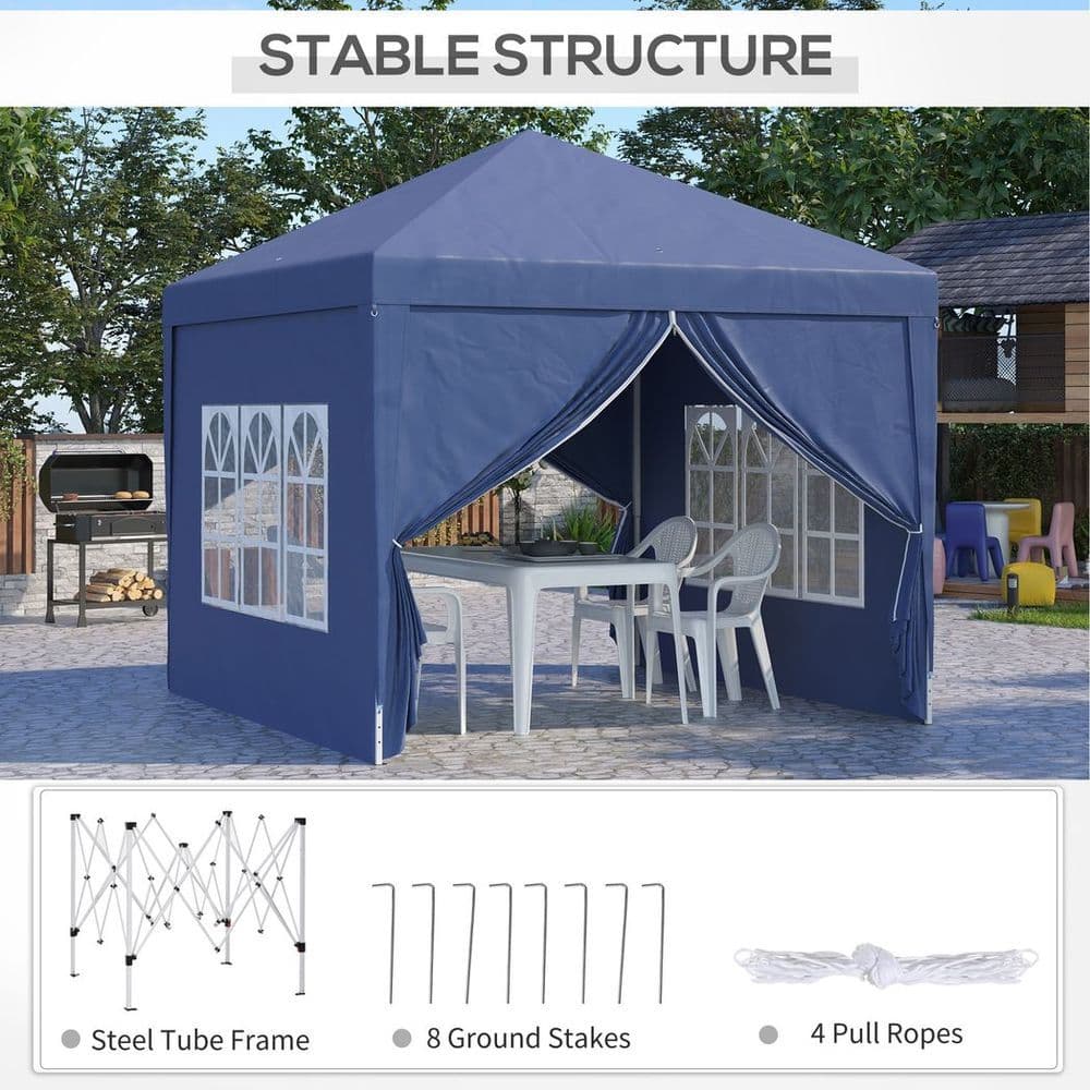 image-3mx3m Pop Up Gazebo Party Tent Canopy Marquee with Storage Bag Blue