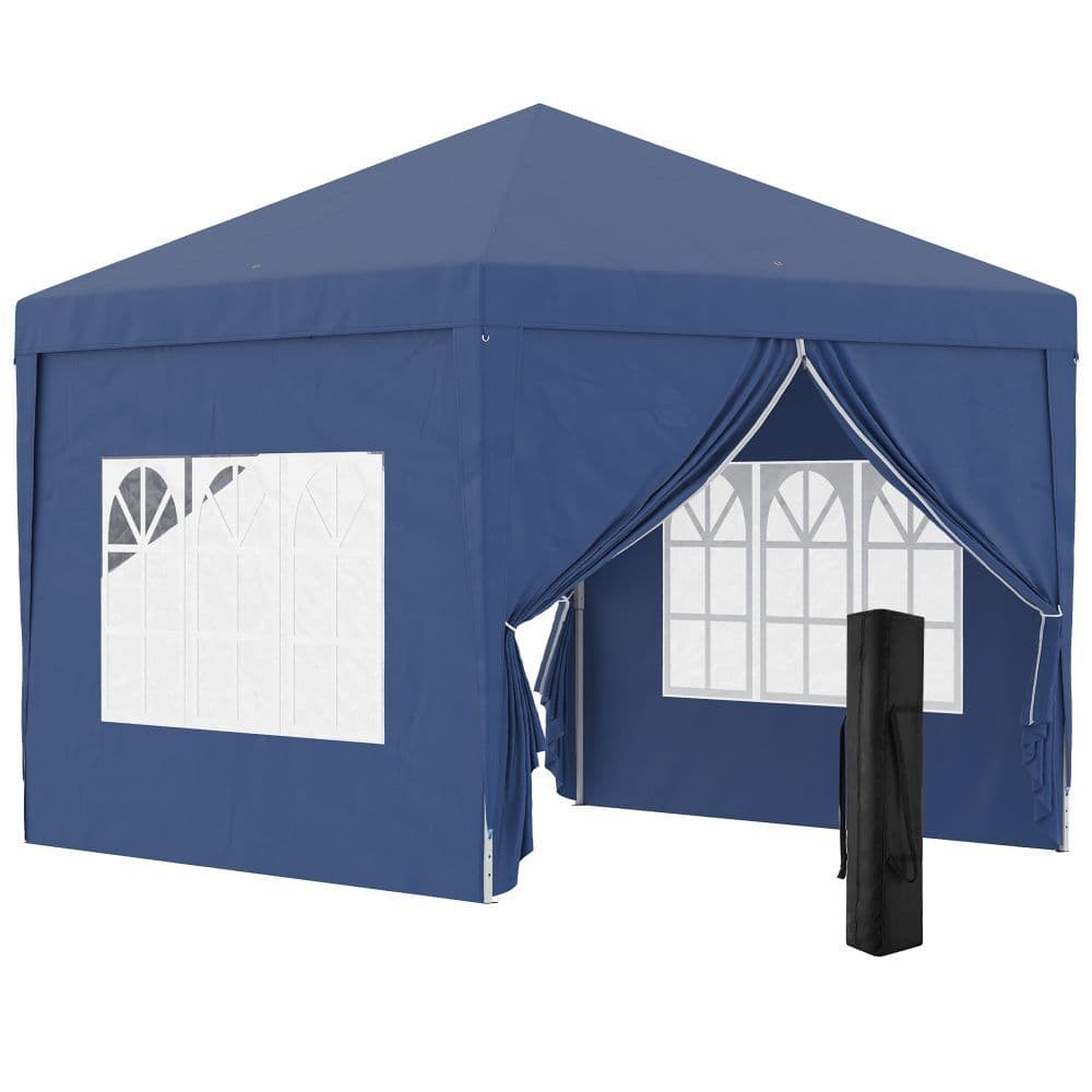 image-3mx3m Pop Up Gazebo Party Tent Canopy Marquee with Storage Bag Blue