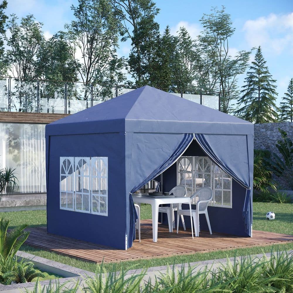 image-3mx3m Pop Up Gazebo Party Tent Canopy Marquee with Storage Bag Blue