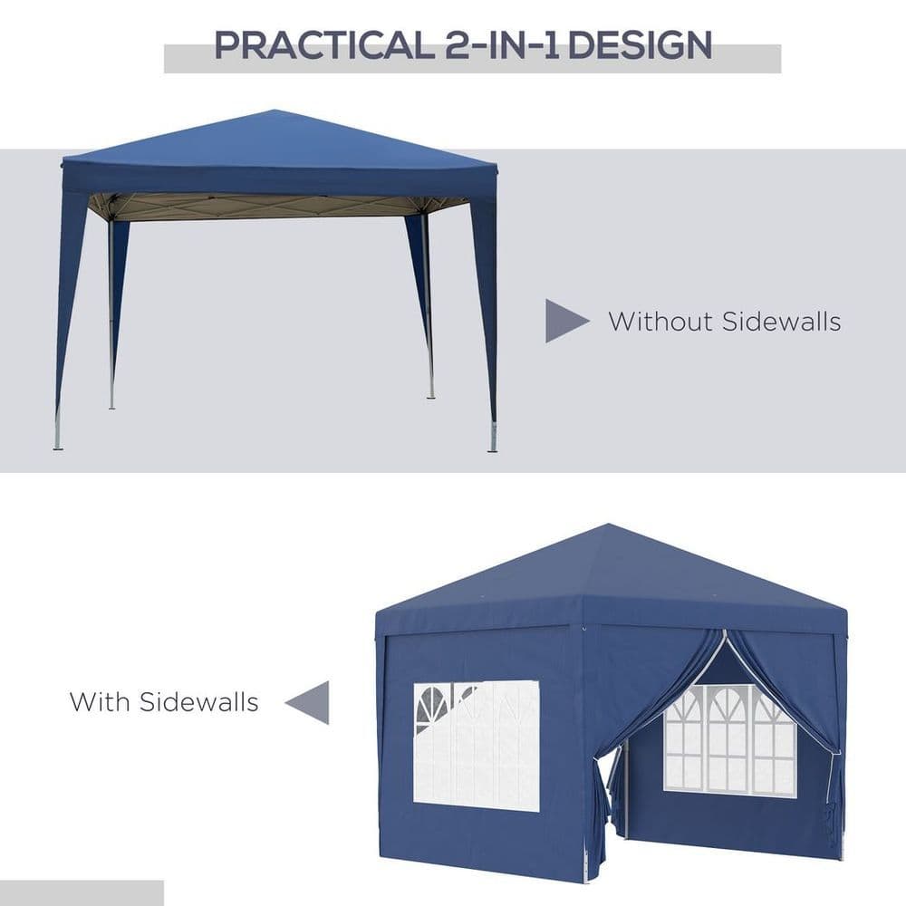 image-3mx3m Pop Up Gazebo Party Tent Canopy Marquee with Storage Bag Blue