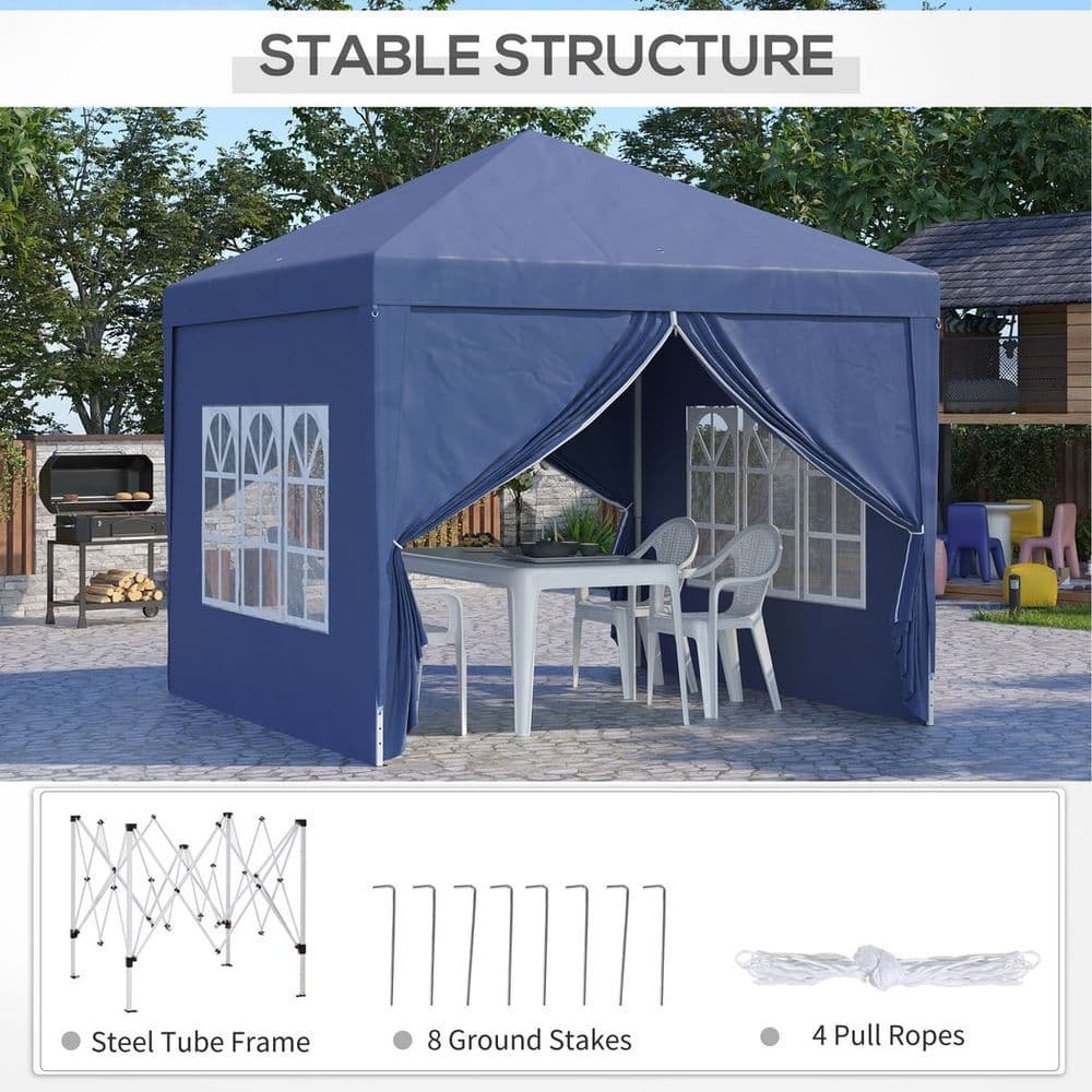 image-3mx3m Pop Up Gazebo Party Tent Canopy Marquee with Storage Bag Blue