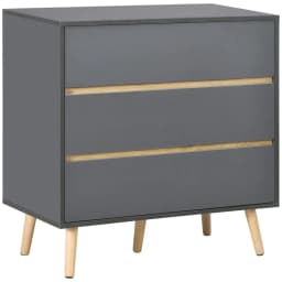 image-Chest of Drawers, 3 Drawer Storage Cabinet Organiser Bedroom Dark Grey