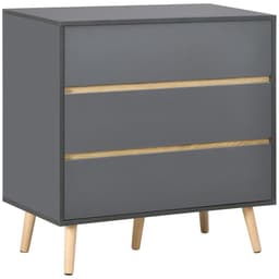 image-Chest of Drawers, 3 Drawer Storage Cabinet Organiser Bedroom Dark Grey